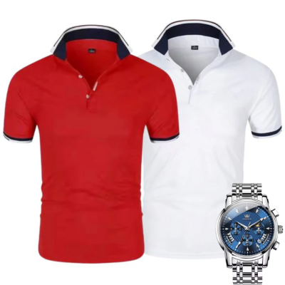 [2 pour 1] Pack Duo Polos Premiere + Montre Exclusive OFFERTE