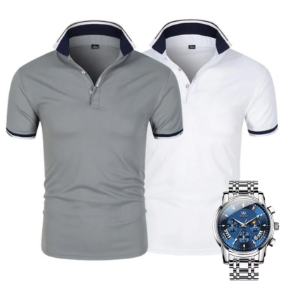 [2 pour 1] Pack Duo Polos Premiere + Montre Exclusive OFFERTE